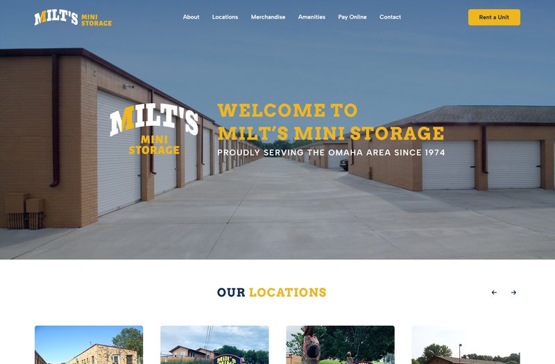 Milt’s Mini Storage — hero and navigation