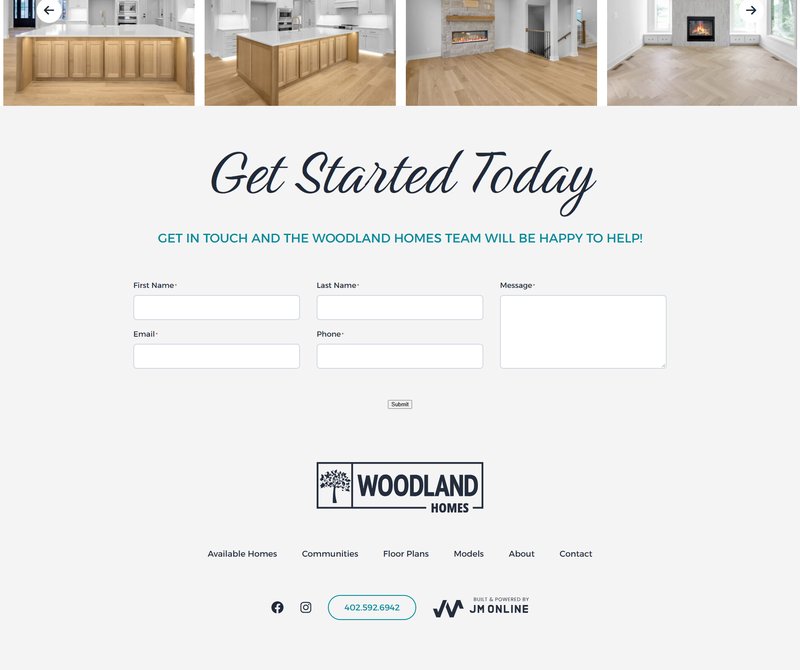 Woodland Homes — lower page sections