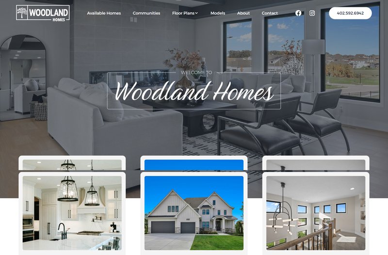 Woodland Homes — hero and navigation