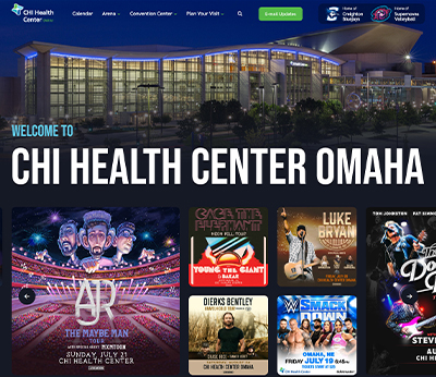CHI Health Center — hero and navigation